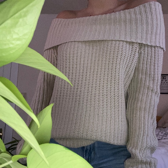 Favlux Tan Knit Off The Shoulder Sweater - Picture 3 of 9